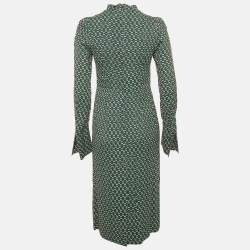 Pre Owned Marni Green Printed Crepe Midi Dress S