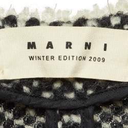 Pre Owned Marni Black/White Knitted Wool Pockets Open Front Jacket S