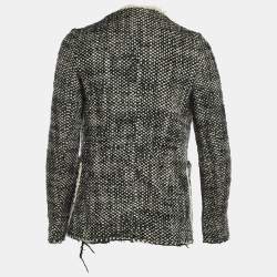Pre Owned Marni Black/White Knitted Wool Pockets Open Front Jacket S
