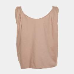 Pre Owned Marni Coral Pink Cotton Ruched Sleeveless Top M