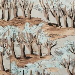 Pre Owned Marni Brown Printed Satin Pleated Shift Dress L