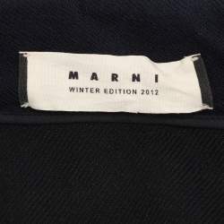 Pre Owned Marni Navy Blue Wool Blend Trench Coat M