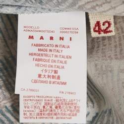 Pre Owned Marni Brown/Navy Blue Printed Silk Midi Dress M