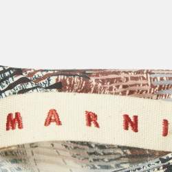 Pre Owned Marni Brown/Navy Blue Printed Silk Midi Dress M