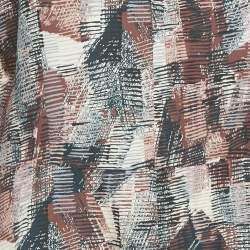 Pre Owned Marni Brown/Navy Blue Printed Silk Midi Dress M