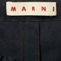Pre Owned Marni Navy Blue Cotton Elastic Waist Pants M