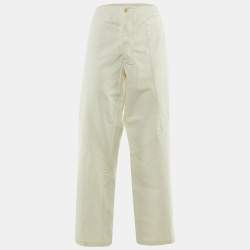 Pre Owned Marni White Cotton Tapered Fit Trousers L