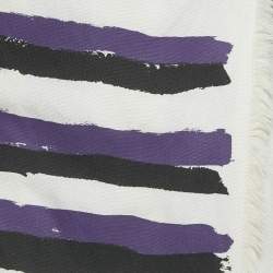 Pre Owned Marni Black /Purple Striped Hemp Blend Wrap Midi Skirt M