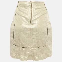 Pre Owned Marni Gold Silk Blend Lurex Mini Skirt S 