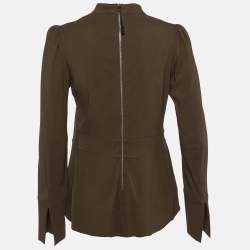 Pre Owned Marni Brown Crepe Zip UP Top S