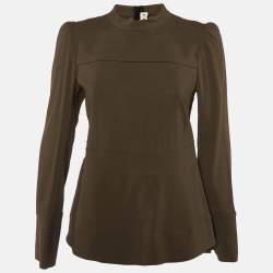 Pre Owned Marni Brown Crepe Zip UP Top S