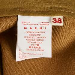 Pre Owned بنطال ماري صوف غاباردين بني بأرجل واسعة مقاس صغير - سمول