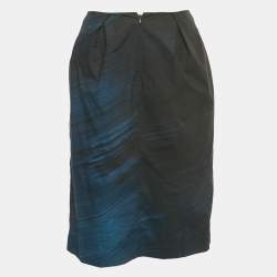 مملوكة مسبقًا Marni Black/Blue Printed Cotton Pencil Skirt S