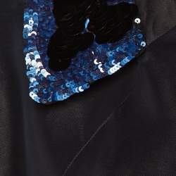 Pre Owned Marni Navy Blue Embellished Detail Silk & Linen Open Jacket M