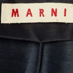 Pre Owned Marni Navy Blue Embellished Detail Silk & Linen Open Jacket M