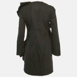 Pre Owned Marni Black Black Poplin Ruffled Mini Dress XS