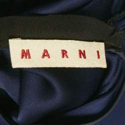 Pre Owned Marni Blue Satin Neck Tie Scarf Detail Maxi Dress M