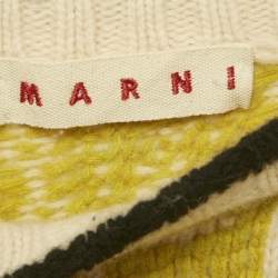 Pre Owned Marni Off White/Parrot Green Wool Knit Intarsia Sweaters S