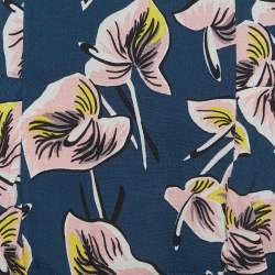 Pre Owned Marni Blue Floral Print Crepe Ruffled Maxi Shirt M