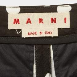 Pre Owned Marni Black/White Polka Dots Stretch Crepe Regular Fit Trousers S