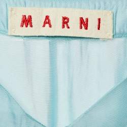 Pre Owned Marni Blue Sateen V-Neck Tunic Blouse L