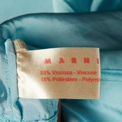 Pre Owned Marni Blue Sateen V-Neck Tunic Blouse L