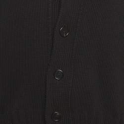 Pre Owned Marni Black Knit Distressed Embroidered Logo Cardigan L