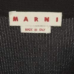 Pre Owned Marni Black Knit Distressed Embroidered Logo Cardigan L