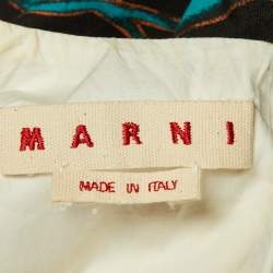 Pre Owned Marni Black Madder Print Cotton & Linen MIni Dress M