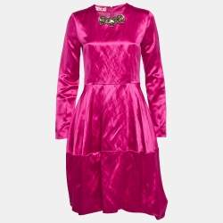 مملوكة مسبقًا Marni Pink Satin Flared Mini Dress S