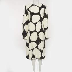 مملوكة مسبقًا فساتين مارني كريب مطبوع كريمي/أسود ميدي مقاس متوسط - ميديوم