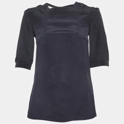 Pre Owned Marni Black Satin Short Sleeve Top S