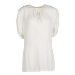 Marni Cream Pleat Detail Draped Cut Out Sleeve Tunic M