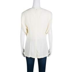 Marni Cream Pleat Detail Draped Cut Out Sleeve Tunic M