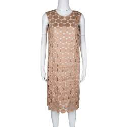Pre Owned Marni Sand Brown Circular Guipure Lace Sleeveless Shift Dress M