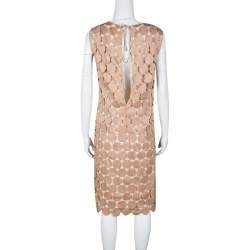 Pre Owned Marni Sand Brown Circular Guipure Lace Sleeveless Shift Dress M