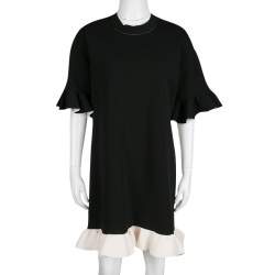 Pre Owned Marni Monochrome Ruffle Trim Shift Dress S