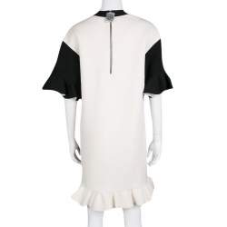 Pre Owned Marni Monochrome Ruffle Trim Shift Dress S