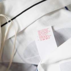 Pre Owned Marni White and Blue Leaf Print Cotton and Linen Drill Wrap Skirt M