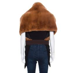 Pre Owned Marni Bicolor Rabbit Fur and Wool Blend Belted Scarf Style Vest ( One Size )