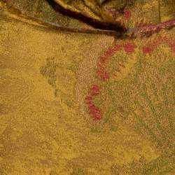 Pre Owned Marni Gold Floral Jacquard Frayed Trim Detail Cap Sleeve Top S