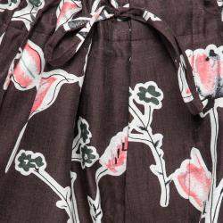 Pre Owned Marni Dark Raisin Honan Kew Print Cotton Silk Wide Leg Trousers S