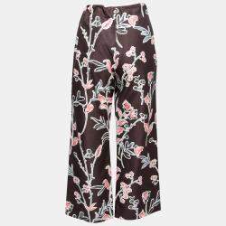 Pre Owned Marni Dark Raisin Honan Kew Print Cotton Silk Wide Leg Trousers S