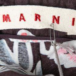 Pre Owned Marni Dark Raisin Honan Kew Print Cotton Silk Wide Leg Trousers S