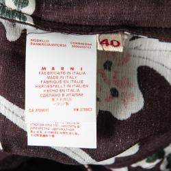 Pre Owned Marni Dark Raisin Honan Kew Print Cotton Silk Wide Leg Trousers S