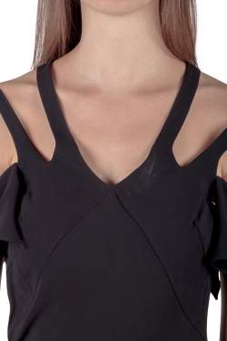 Pre Owned Marni Black Crepe Cutout Cross Back Detail Cold-Shoulder Dress S