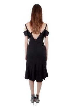 Pre Owned Marni Black Crepe Cutout Cross Back Detail Cold-Shoulder Dress S