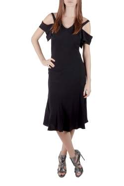 Pre Owned Marni Black Crepe Cutout Cross Back Detail Cold-Shoulder Dress S