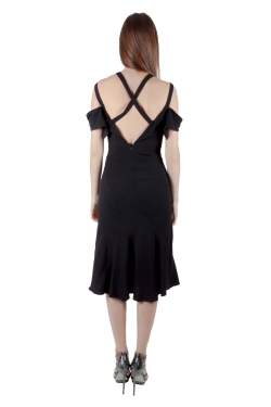 Pre Owned Marni Black Crepe Cutout Cross Back Detail Cold-Shoulder Dress S