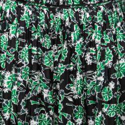 Marni Fern Green Floral Print Silk Pleated Midi Skirt S